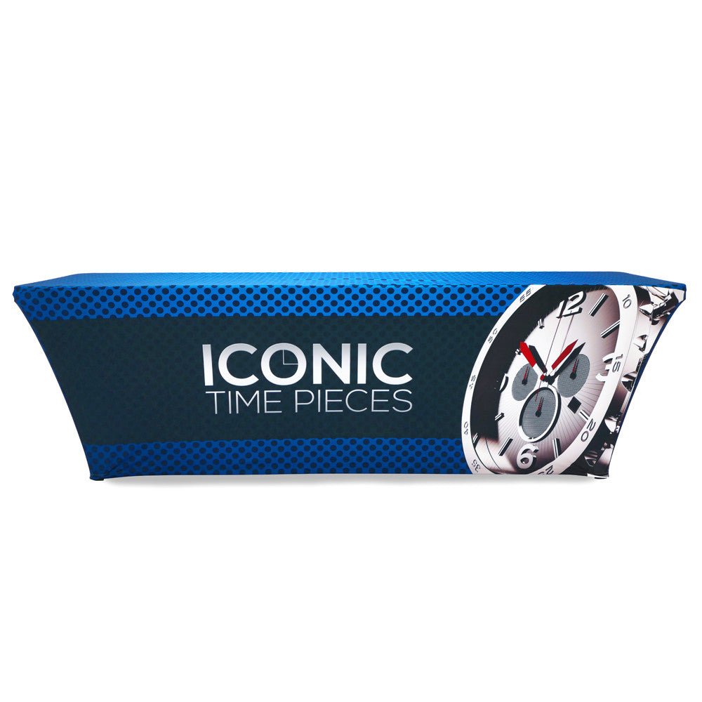8 ft. Stretch Table Throw 4 - sided with Custom Print - Blitz Sign & Displays