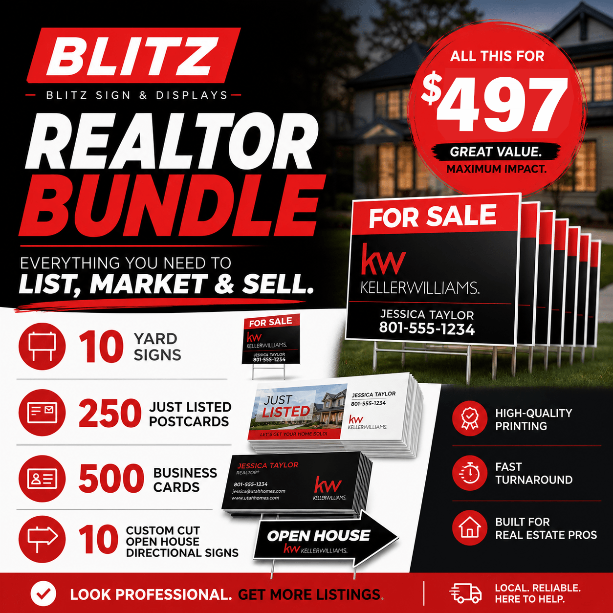 Blitz Realtor Sign & Print Bundle - Blitz Sign & Displays