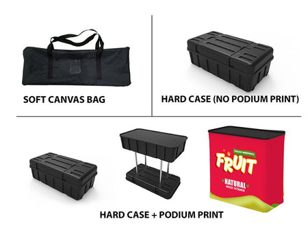 10x10ft Custom Booth I Dual Podium TV & Ipad - Blitz Sign & Displays