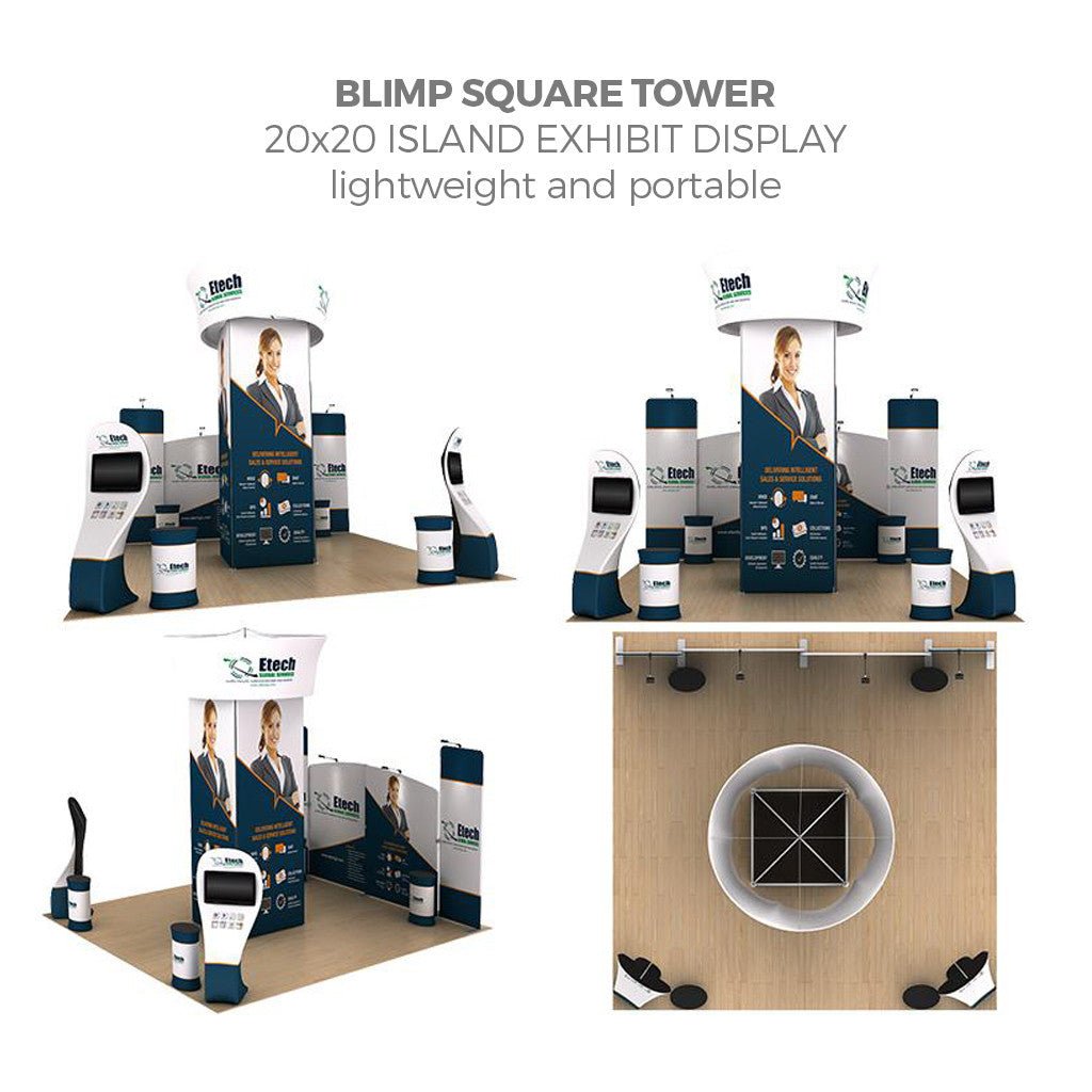 15.25ft Blimp Squared Tower with Rotating Blimp - Blitz Sign & Displays