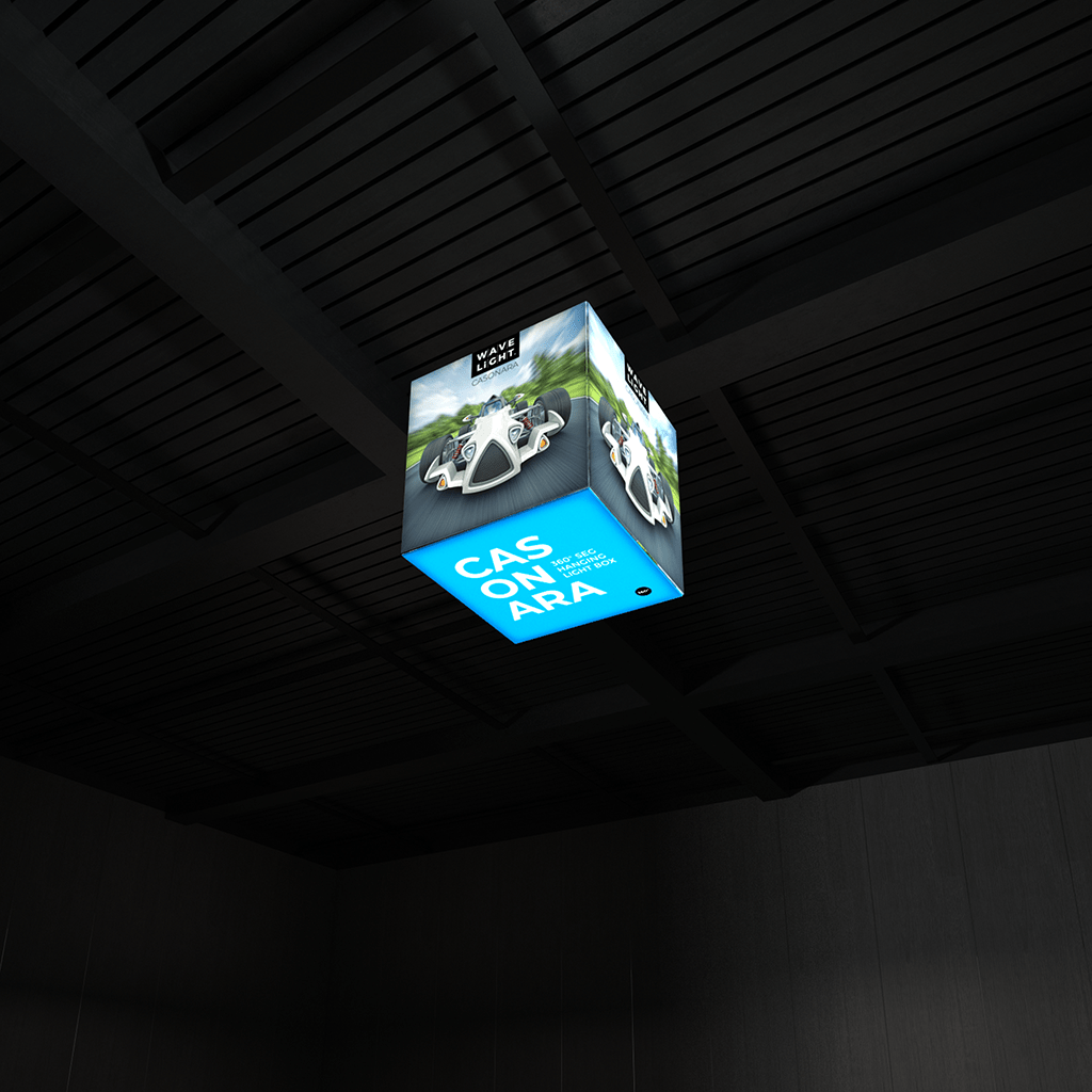 WaveLight® Casonara Blimp Cube Hanging Light Box - 100L 3ft x 3ft x 3ft - Blitz Sign & Displays