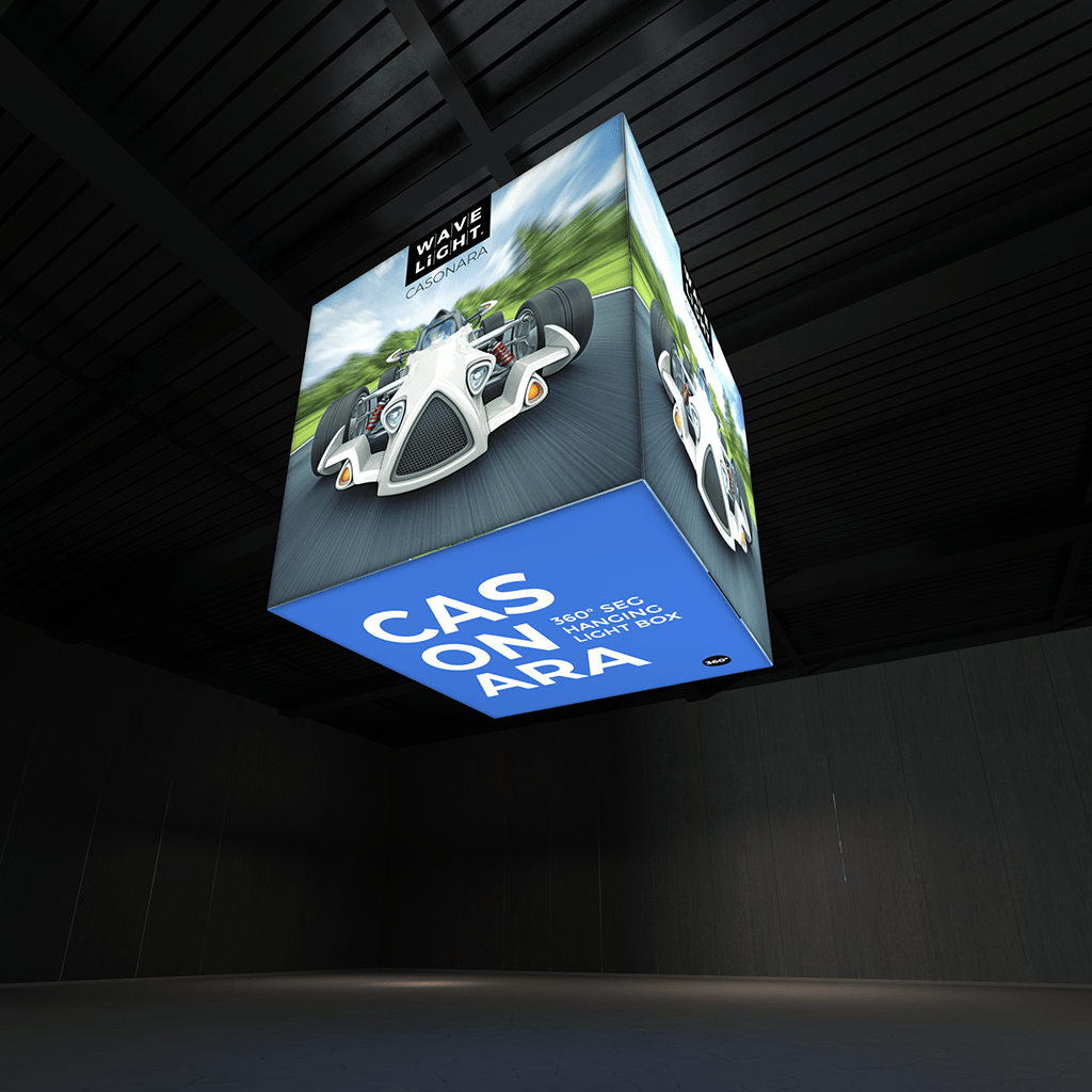 WaveLight® Casonara Blimp Cube Hanging Light Box - 240L 8ft x 8ft x 8ft - Blitz Sign & Displays