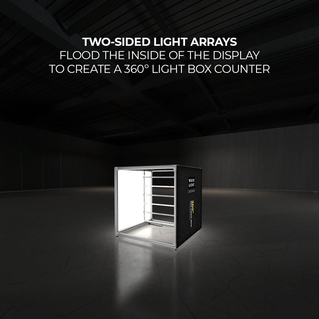 WaveLight® Casonara SEG Square Light Counter Display - 100L 3.5ftW 3ftD - Blitz Sign & Displays