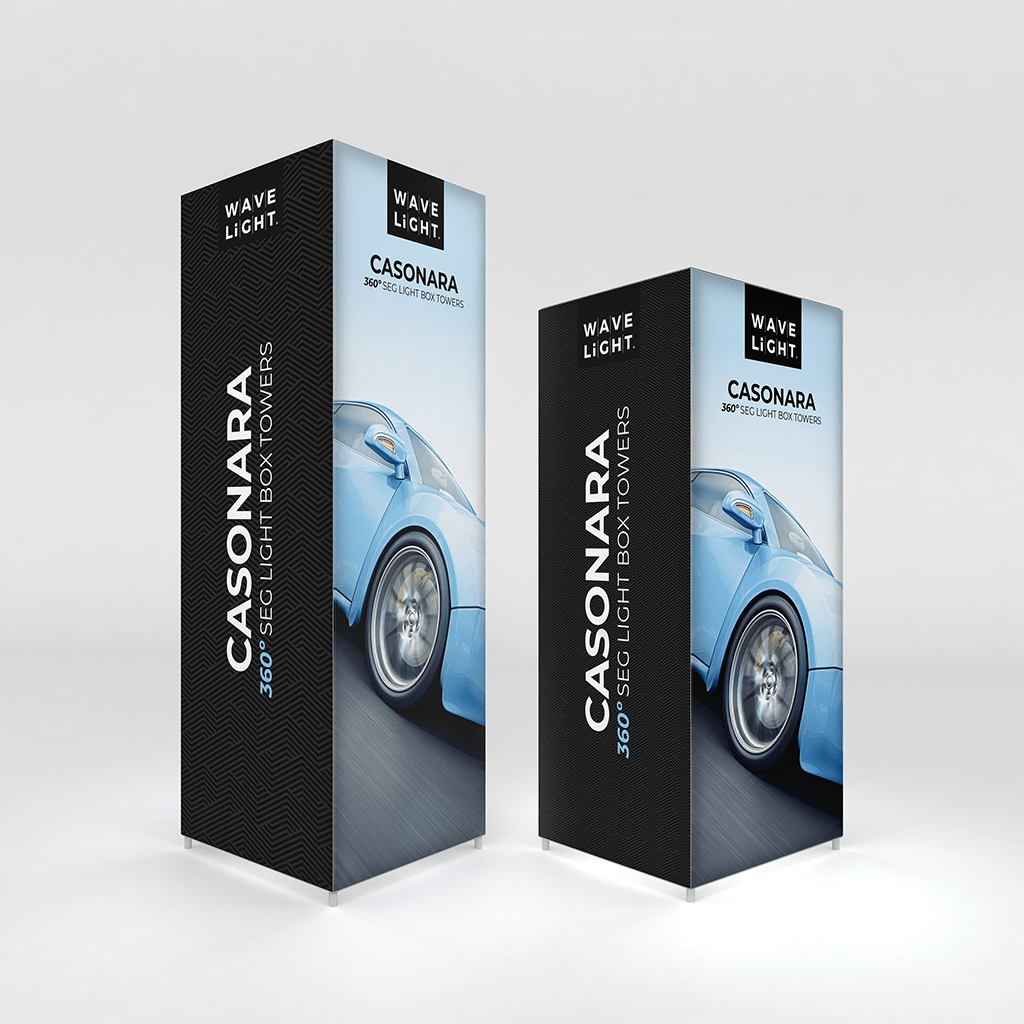 WaveLight® Casonara Tower Light Box Display - 100M 10ft x 3ft x 3ft - Blitz Sign & Displays